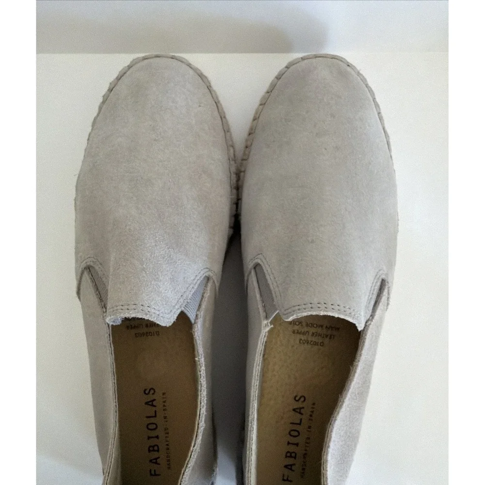 Fabiolas Espadrilles Gray Suede Leather‎ Women's Size 39 US 8.5 Made In Spain